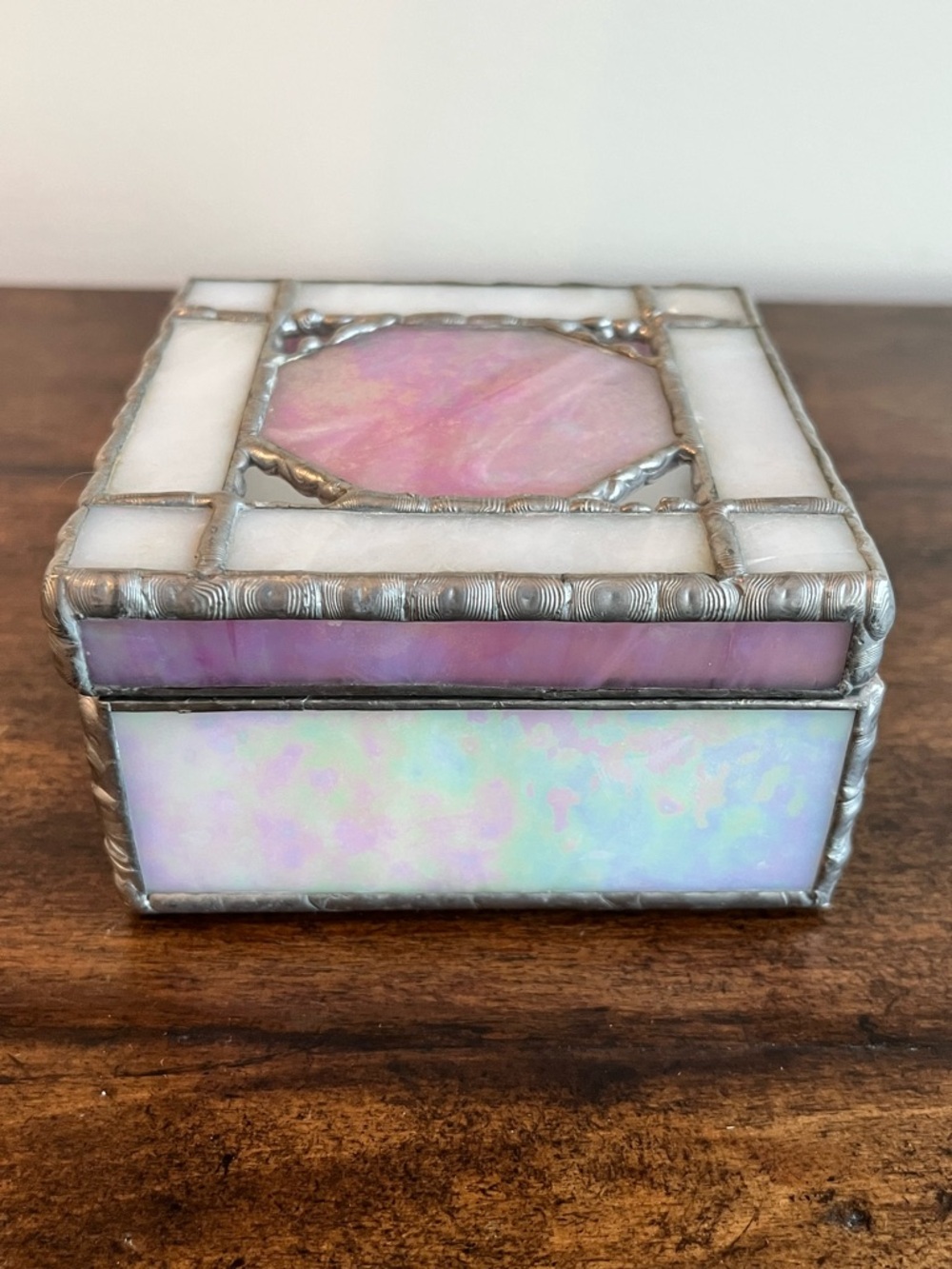 Pink Stained Glass Decorative Trinket Box - Picture 2 of 9
